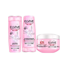 Imagen de PACK ELVIVE GLYCOLIC GLOSS SHAMPOO + ACONDICIONADOR + TRATAMIENTO 370+370+300 ml