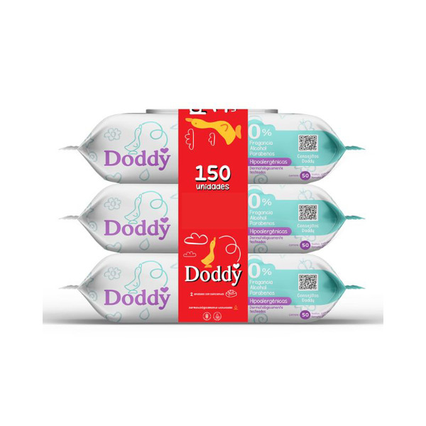 Imagen de DODDY TOALLITAS HUMEDAS S/FRAGANCIA PACK 3x50 [150 uni.]