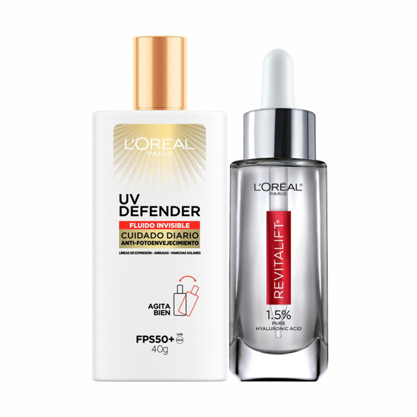 Imagen de PACK LOREAL REVITALIFT HIALURONICO SERUM + UV DEFENDER 30+40 ml