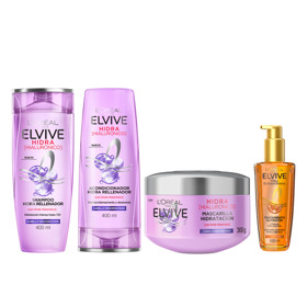 Imagen de PACK ELVIVE HIDRA HIALURONICO SHAMPOO + ACONDICIONADOR + TRATAMIENTO + OLEO 370+370+300+100 ml