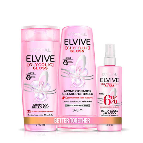Imagen de PACK GLYCOLIC GLOSS SHAMPOO + ACONDICIONADOR + TRATAMIENTO 370+370+200 ml