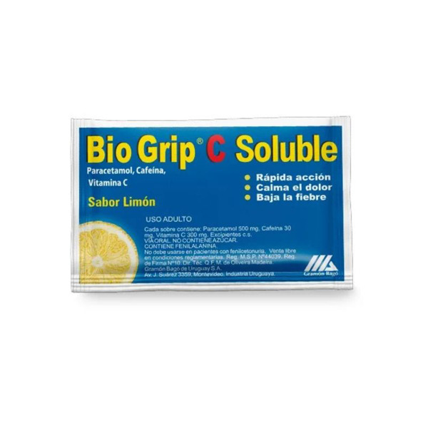 Imagen de BIO GRIP C  SOLUBLE 500+300+30mg [1 sob.]